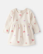 Baby Girl DayDream Fleece Valentine's Day Hearts Knit Dress - Ivory, image 1 of 4 slides
