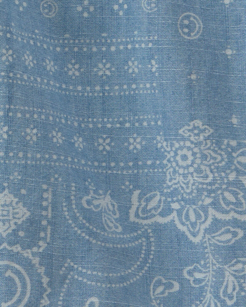 Gar&ccedil;ons - Short en chambray &agrave; motif bandana et fleurs - Bleu, image 3 sur 3 diapositives