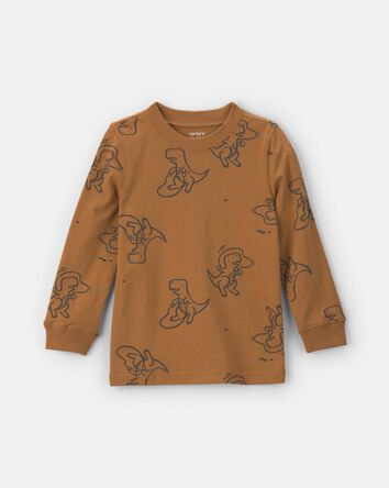 Toddler Boy Dinosaur Long-Sleeve T-Shirt - Brown, 