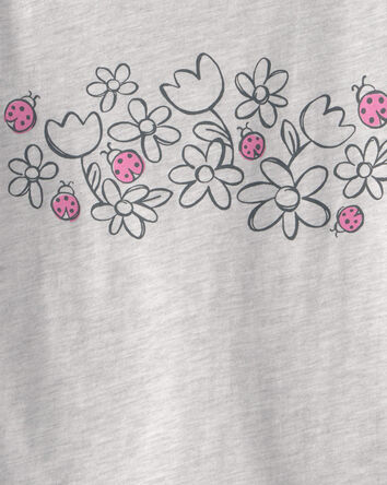 Tout-petit fille - T-shirt &agrave; imprim&eacute; fleurs et coccinelles - Gris, 