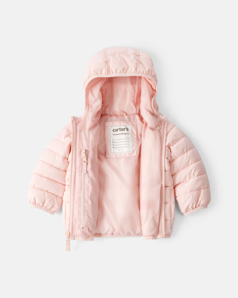Baby Girl Midweight Packable Puffer - Pink, image 2 of 4 slides