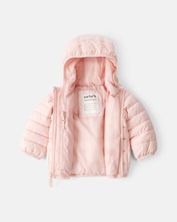 Baby Girl Midweight Packable Puffer - Pink, 