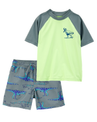 Kid 2-Piece Dinosaur Rashguard & Swim Trunk Set, image 1 of 8 slides