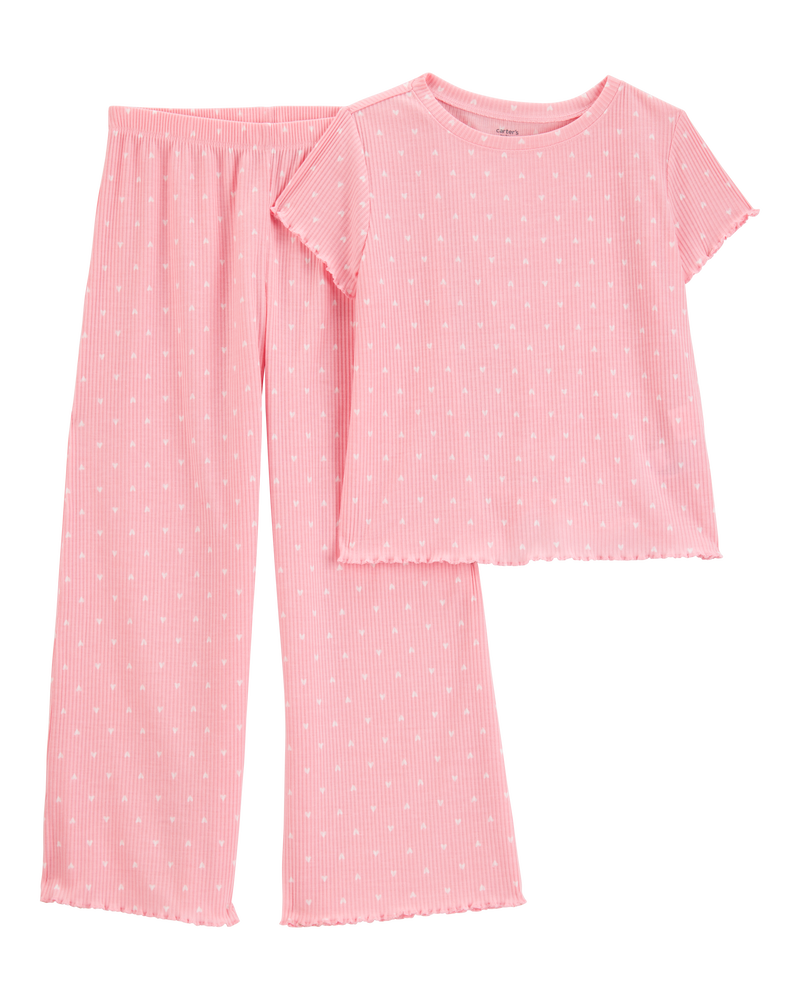 Kid 2-Piece Heart Loose Fit Pyjamas - Pink, image 1 of 3 slides