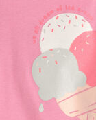 Baby Girl Ice Cream 100% Cotton Short-Sleeve Snug Fit 4-Piece Pyjama Set - Pink/Ivory, image 4 of 5 slides