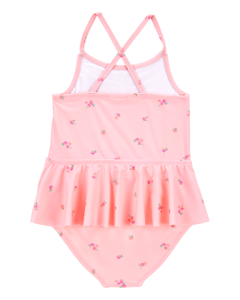 Toddler 1-Piece Floral Tutu Swimsuit - Pink, image 2 of 4 slides