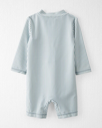 B&eacute;b&eacute; gar&ccedil;on - Barboteuse maillot dermoprotecteur &agrave; manches longues en mat&eacute;riaux recycl&eacute;s &agrave; rayures, 
