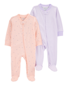 Baby 2-Pack Print 2-Way Zip Cotton Sleeper Pyjamas, image 1 of 5 slides