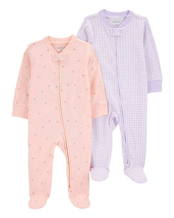 Baby 2-Pack Print 2-Way Zip Cotton Sleeper Pyjamas, 