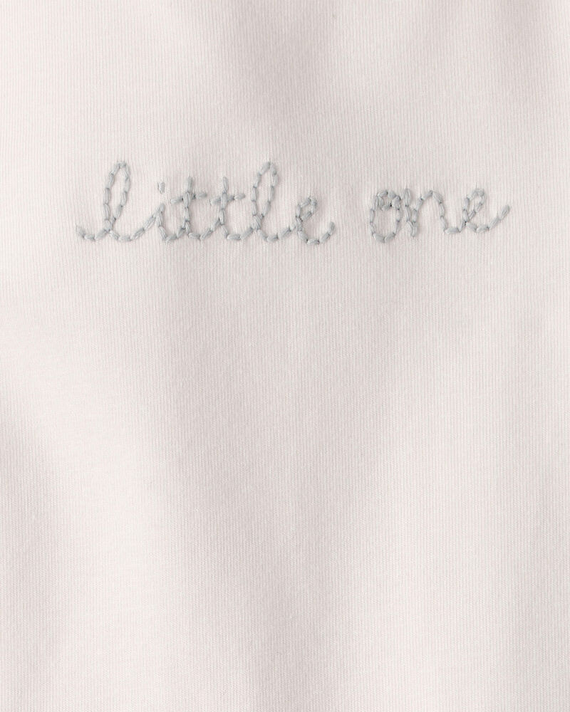 Baby 'Little One' Organic Cotton Embroidered Bodysuit in Ivory, image 3 of 4 slides