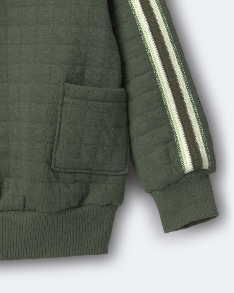 Toddler Boy Quarter-Zip Sweatshirt with Pockets - Olive, image 6 of 6 slides