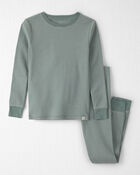Kids 2-Piece Organic Cotton Ribbed Pajamas, image 1 of 4 slides