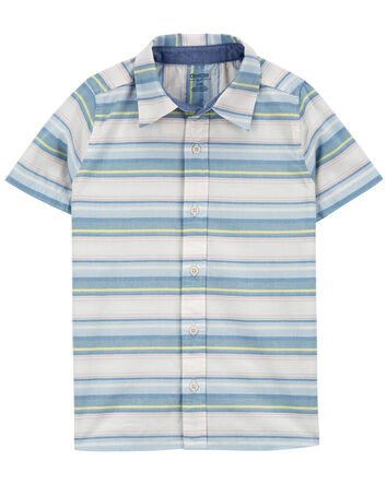 Baja Stripe Button-Front Short Sleeve Shirt, 