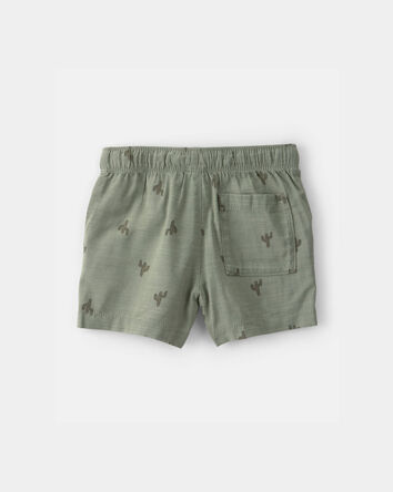 Toddler Boy Cactus Drawstring Shorts - Olive, 