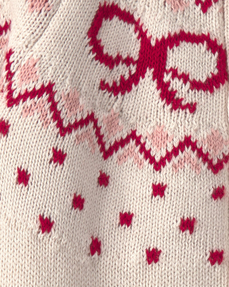 Baby Girl Organic Cotton Fair Isle Sweater Knit Jumpsuit, image 4 of 5 slides