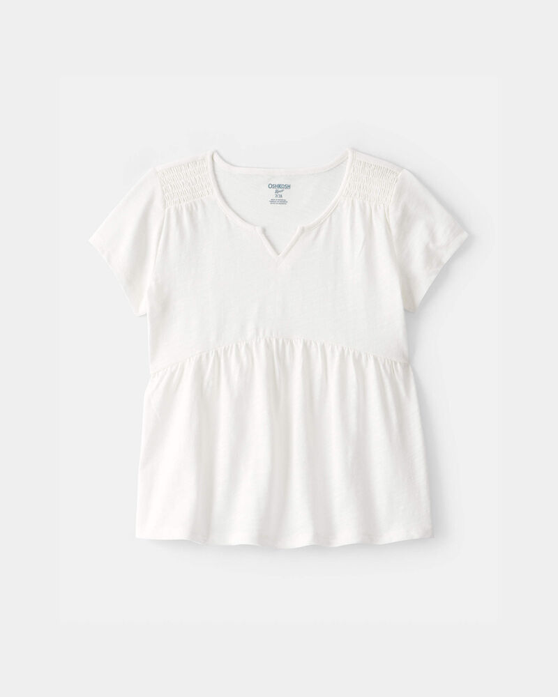Girls Peplum Short-Sleeve Top - White, image 1 of 4 slides