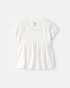 Girls Peplum Short-Sleeve Top - White, image 1 of 4 slides