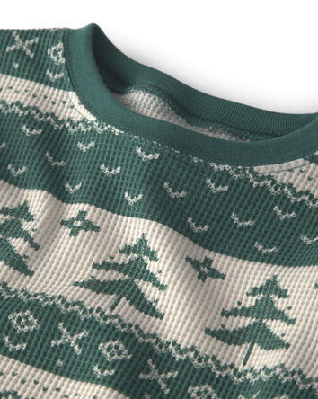 Adult 2-Piece Fair Isle Waffle Knit Pyjamas Made with Organic Cotton, 