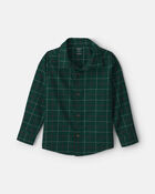 Boys Plaid Long-Sleeve Button-Down Shirt - Green, image 1 of 3 slides