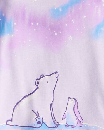 Baby Girl Polar Bear & Penguin 100% Cotton Snug Fit 4-Piece Pyjamass - Purple, 