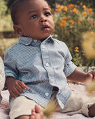 Baby Boy Linen Button-Front Shirt Made with Organic Cotton, image 4 of 5 slides