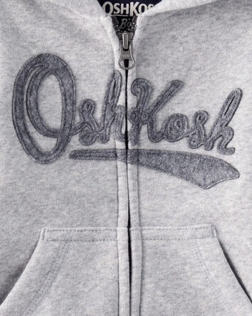 Baby Boy OshKosh Fleece  Logo Zip Jacket - Grey, 