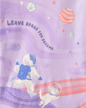 Girls 4-Piece Space Dog 100% Cotton Snug Fit Pyjama Set - Purple, 