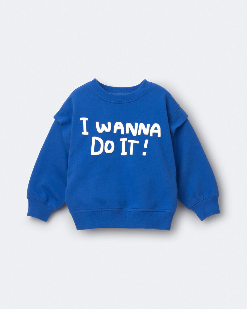 Tout-petit - Chandail ouat&eacute; double &eacute;paisseur &laquo;I Wanna Do It!&raquo; &ndash; Bleu royal, image 2 sur 6 diapositives