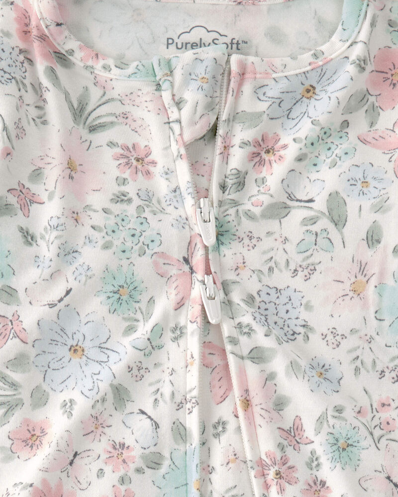 Baby Girl Butterfly Garden 2-Way Zip PurelySoft Sleeper Pyjama, image 4 of 7 slides