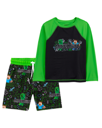 Kid 2-Piece Minecraft™ Rashguard & Swim Trunk Set, 