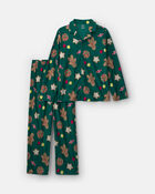 Adultes Pyjama ample 2 pi&egrave;ces en molleton &agrave; motif pain d&rsquo;&eacute;pice de No&euml;l &ndash; Vert, image 1 sur 2 diapositives