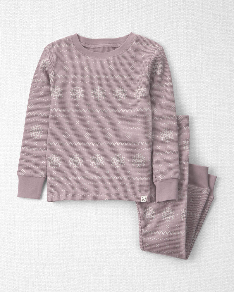 Toute-petit fille - Pyjama 2 pi&egrave;ces en tricot gaufr&eacute; fait avec du coton biologique &agrave; motif jacquard, image 1 sur 3 diapositives