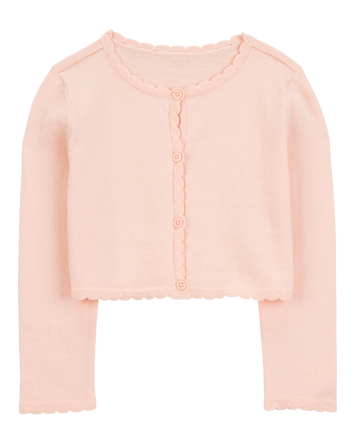 Toddler Wave Trim Cardigan Sweater - Pink, 