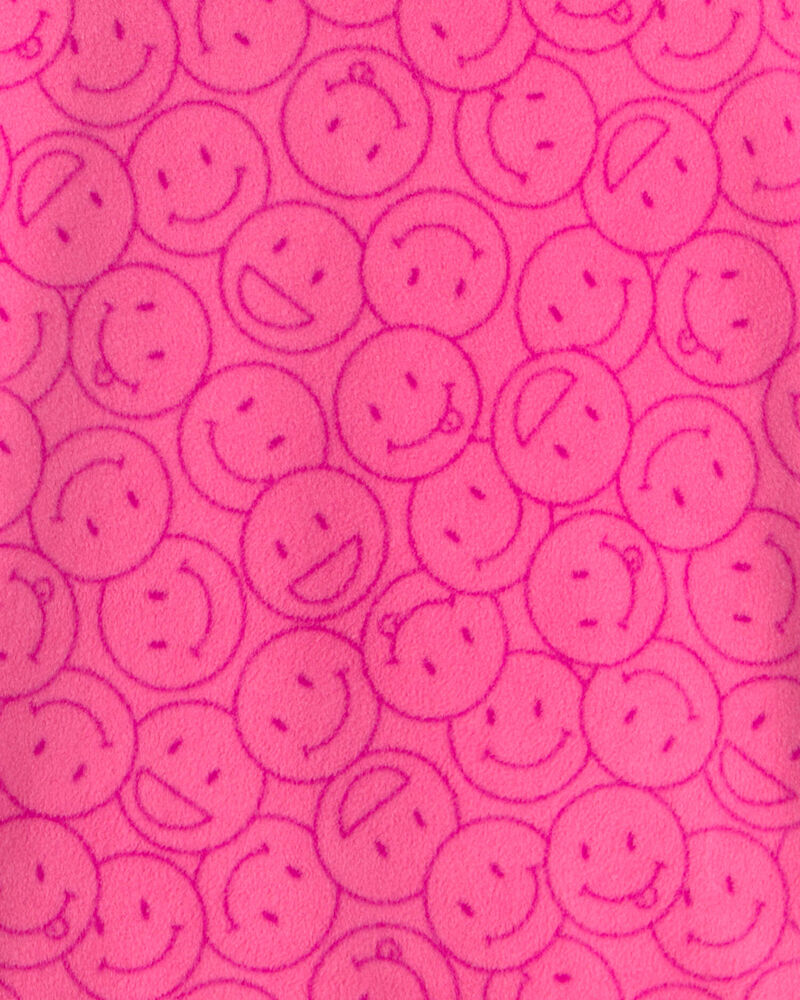 Girls Smiley Face Fleece Loose Fit Night Gown - Pink, image 2 of 3 slides