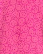 Girls Smiley Face Fleece Loose Fit Night Gown - Pink, image 2 of 3 slides