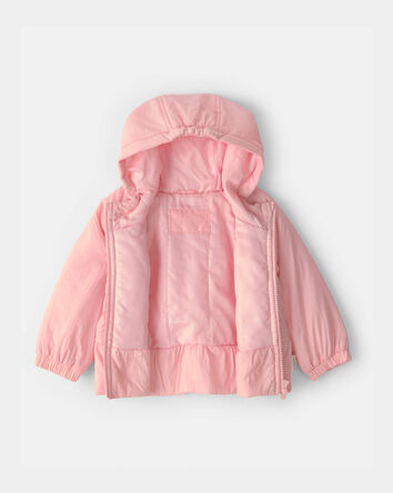 Baby Girl Mid Weight Pink Peplum Jacket- Pink, 