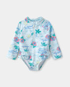B&eacute;b&eacute; fille - Maillot de bain 1 pi&egrave;ce &agrave; manches longues, plage - Bleu, image 1 sur 4 diapositives