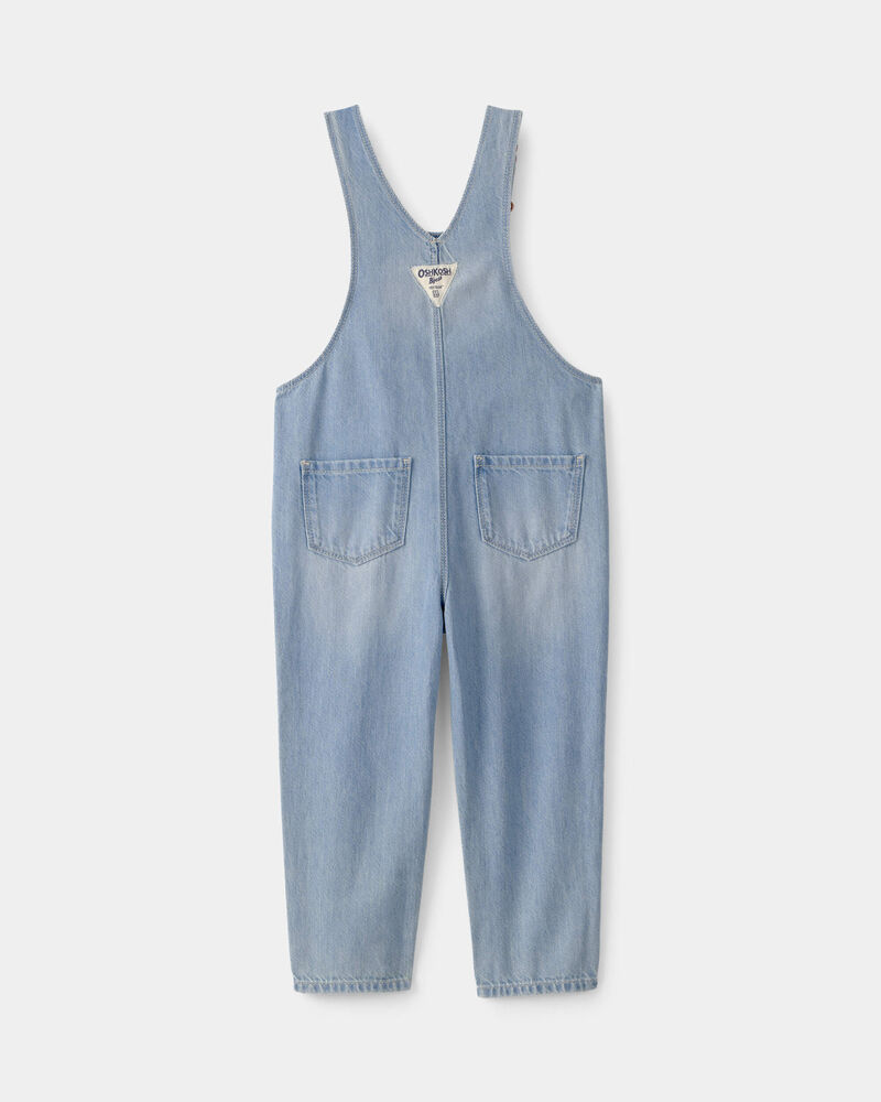 Toddler Girl Denim Patch Overalls - Light Wash, image 2 of 5 slides