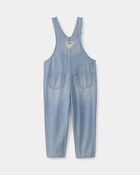 Toddler Girl Denim Patch Overalls - Light Wash, image 2 of 5 slides