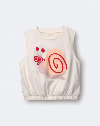 Toddler Girl Snail Elastic Waist Tank - Cream, 