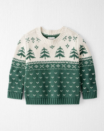 Tout-petit - Chandail en coton biologique à motif jacquard Conifères  , 
