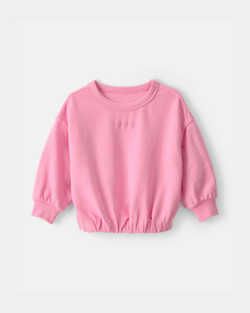 Baby Girl Strawberry French Terry Pullover Sweatshirt - Pink, image 1 of 4 slides