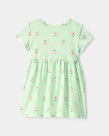 Baby Girl Floral Short-Sleeve Dress - Green, 