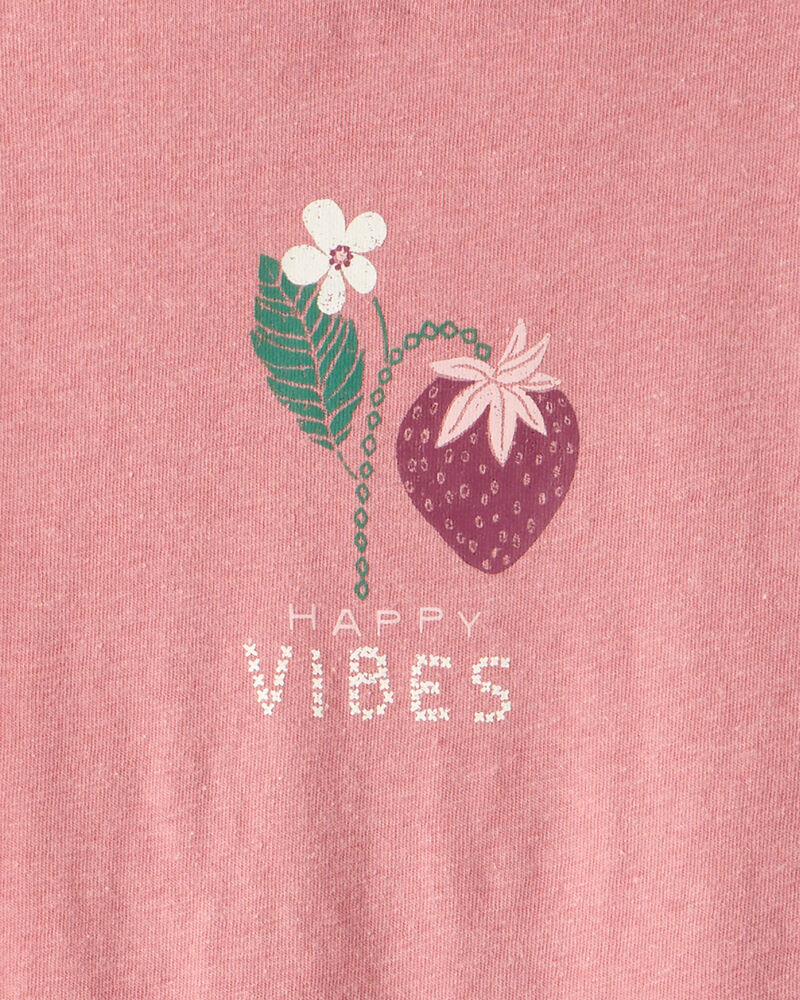 Girls Strawberry Happy Vibes Long-Sleeve Graphic Tee - Pink, image 2 of 3 slides