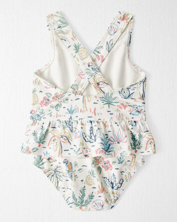 Baby Girl Recycled Swimsuit in Tropical Paradise Print, 