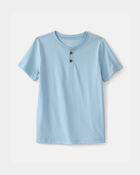 Gar&ccedil;ons - T-shirt henley uni - Bleu, image 1 sur 2 diapositives