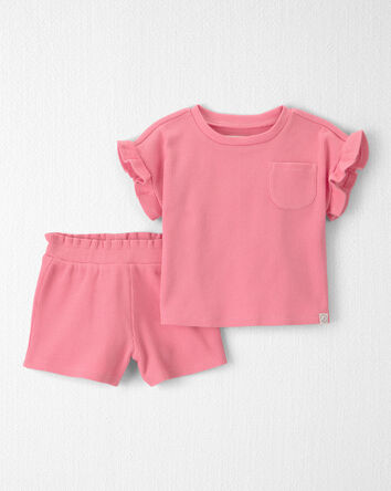 Baby Girl 2-Piece Organic Cotton Shorts Set in Peony, 