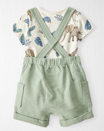 Baby 2-Piece Organic Cotton Shortall Set, 