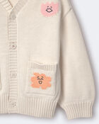 Toddler Cardigan with Avenue Pockets in Character Print- Cream, image 6 of 6 slides