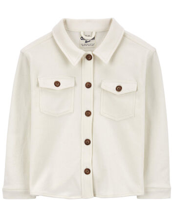 Soft French Terry Button-Front Shacket, 